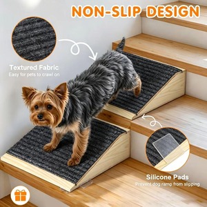 Rampe pour animaux de compagnie en bois massif, antidérapante, escalier pour chiens et chats avec surface en tissu texturé, marches pour <span class=keywords><strong>petits</strong></span> animaux pour lit, canapé, sofa - Product Image 6