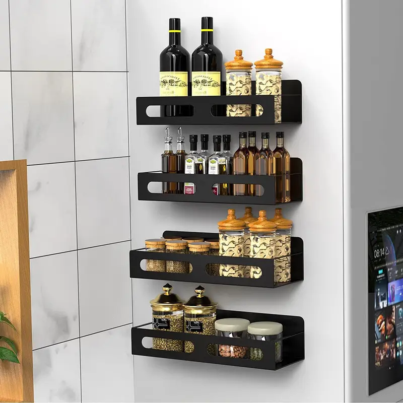 Magnetic Spice Rack para Geladeira Prateleira do refrigerador magnético forte Organizador magnético Sem Perfuração Tempero Rack Para Cozinha