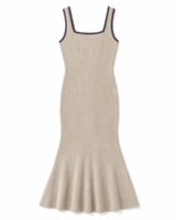 Robe pull midi décontractée côtelée pour femme, col carré, sans manches, coupe ajustée, personnalisable ODM/OEM
