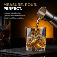 Ensemble professionnel de 4 outils de bar en acier inoxydable avec doseur, pilon à cocktail, cuillère à mélanger et pinces à glace pour kit de barman