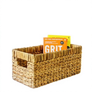MAURI S Natural Water Hyacinth Storage <b>Basket</b> Handmade Woven Organizer Bin Decorative <b>Shelf</b> <b>Basket</b> Home Office Magazine Book - Product Image 1