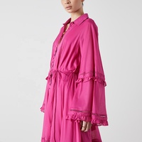 Robe Longue Maxi Décontractée Printemps-Été pour Femme, Ample Grande Taille, Coton Lin Manches Longues Boutonnée, Haute Qualité