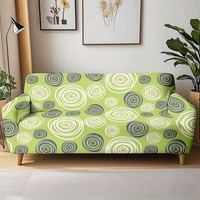 Günstige Sofabezüge vom Hersteller, Graffiti-Kreis-Design, Grüner Stretch-Sofaüberwurf, Staubdichter Sofabezug