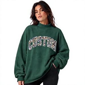 Sweat-shirt personnalisé pour femme à col montant imprimé, couleur unie, style ample, sans doublure - Product Image 1