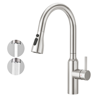 Robinet de cuisine commercial multifonction à jet puissant, cartouche céramique, douchette extractible à arc élevé