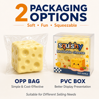 Jouet anti-stress souple en forme de cube de fromage de 6 cm, 3 couleurs, sac OPP, boîte en PVC, vente en gros