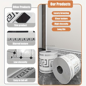 Autocollant mural en PVC pour plinthe de cuisine, design géométrique moderne à bandes argentées, type <span class=keywords><strong>carrelage</strong></span> - Product Image 5
