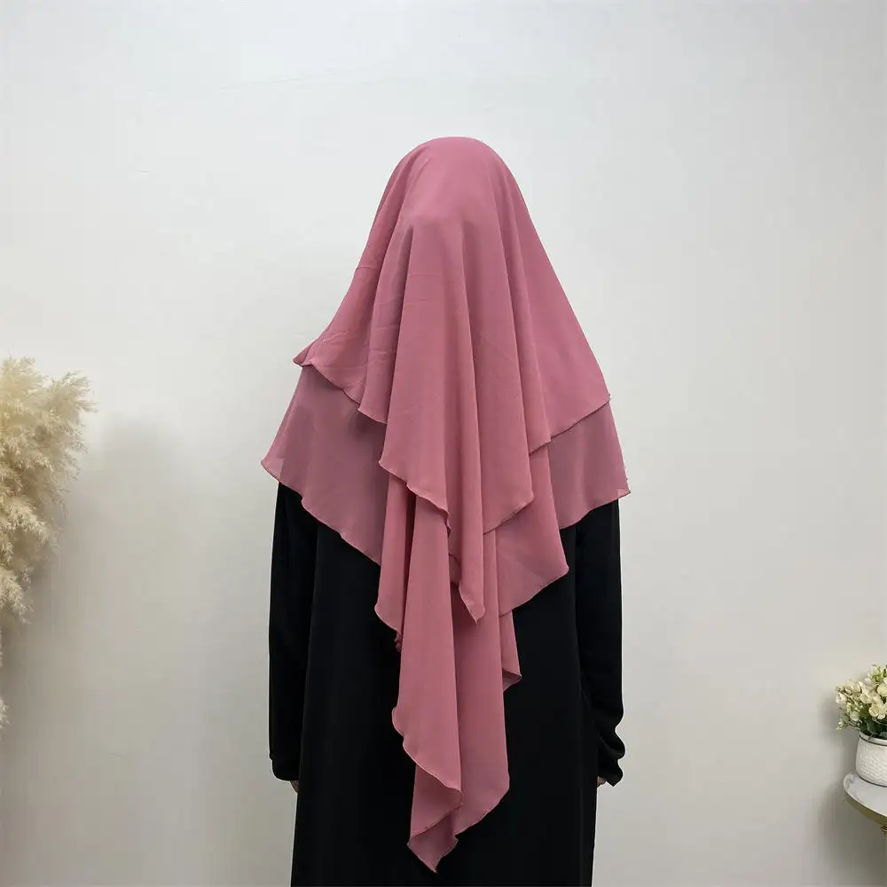 Hochwertige islamische Kleidung Muslim Hijab Jilbabs 2 Schicht Overhead Schal Frauen Burkha Muslim Abayas Hijab