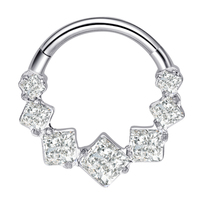 Piercing d'engagement pour enfant en titane ASTM F136 Eternal Metal, délicat, unique, segment articulé clicker 5A carré, multicolore