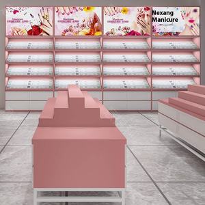 Vetrine espositive in smalto cotto personalizzate di alta gamma, Armadi alti con piattaforma elevata per negozi di nail art e vetrine espositive - Product Image 5