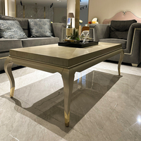 Table basse Caracole en bois massif artisanal, design rustique en parquet, pieds en acier inoxydable, table centrale idéale pour le salon