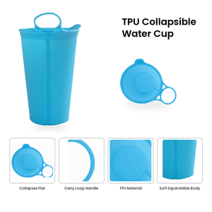 Gobelet d'eau pliable LUPU en TPU, récipient souple portable, logo personnalisé, bouteille d'eau réutilisable et pliable pour la randonnée, le camping et la course à pied - Product Image 3