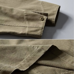 <span class=keywords><strong>Veste</strong></span> à boutons personnalisée de style rétro avec un décolleté carré, avec des poches, une <span class=keywords><strong>veste</strong></span> en toile <span class=keywords><strong>kaki</strong></span> délavée lourde pour hommes - Product Image 4