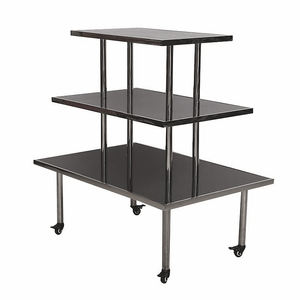 Mesa <span class=keywords><strong>de</strong></span> Exhibición Rodante <span class=keywords><strong>de</strong></span> Acero Inoxidable Personalizada <span class=keywords><strong>de</strong></span> 3 Niveles, Exhibidor para Zapatos, Bolsos y Joyería, Venta Directa <span class=keywords><strong>de</strong></span> Fábrica - Product Image 6