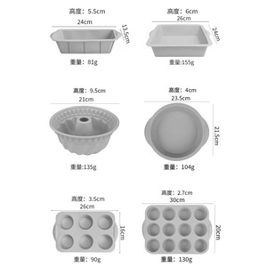 Moldes de Silicona para Pastel, Juego de 6 Piezas, Molde Redondo para Hornear Donuts, Muffins y Cupcakes, Apto para Horno, Color Gris - Product Image 3