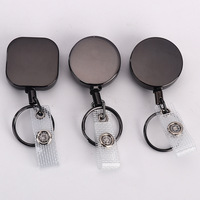 Porte-badge rétractable polyvalent en alliage de zinc de 32 mm avec clip plat extensible et double usage