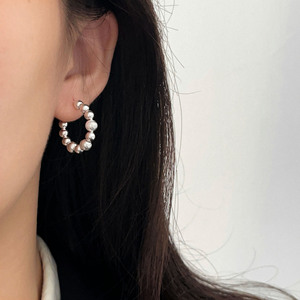 S925 Sterling <b>Silver</b> Ball <b>Stud</b> Earrings C Shape Simple Luxury Everyday Wear - Product Image 4