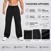 Pantalon de survêtement homme vierge à logo personnalisé, coupe droite, ourlet ouvert, coupe ample, cordon de serrage, fabricant OEM, fournisseur en gros pour marques