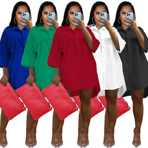 Vestido Blusa Feminina Plus Size <span class=keywords><strong>5XL</strong></span> com Botões, Solto e Oversized, Estilo Clássico Casual - Product Image 1
