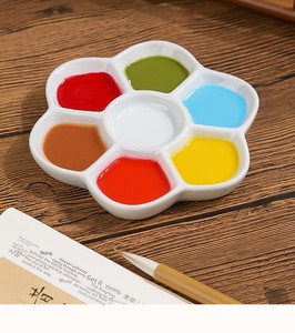 <span class=keywords><strong>Palette</strong></span> en céramique de style chinois avec motif de fleurs de prunier, plat de mélange multi-compartiments pour la peinture à la gouache et à l'<span class=keywords><strong>aquarelle</strong></span> - Product Image 6
