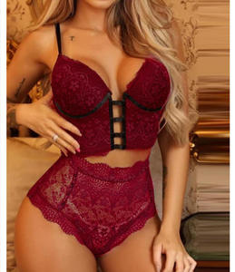 Lingerie Sexy da Donna con Scollo a V Profondo, Pizzo Trasparente, Schiena Scoperta e Vita Alta in Nero - Product Image 5