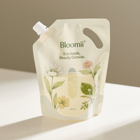 Pochette de bec debout imprimée personnalisée écologique pour recharge de détergent liquide sac d'emballage cosmétique de soins personnels