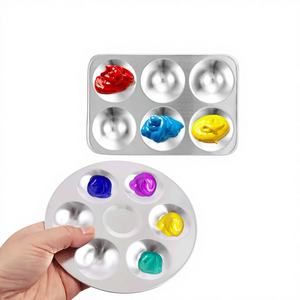 <span class=keywords><strong>Palette</strong></span> d'<span class=keywords><strong>artiste</strong></span> FOSKA en métal à 6 compartiments pour mélanger les couleurs, stocker la peinture, superposer les couleurs, séparer les petits objets et nettoyer les pinceaux - Product Image 1
