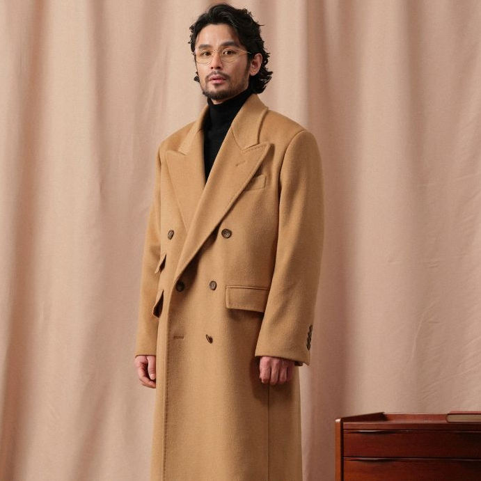 VAGTON Chester Woolen Coat - 100% Wool Double Breasted Jacket