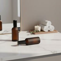 Flacons d'huile essentielle en verre ambré givré 10 ml-100 ml (50 ml/30 ml) avec pulvérisateur à pompe Diffuseur prêt à l'emploi Sérigraphie