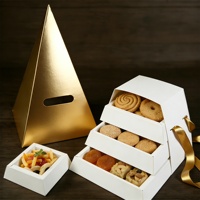 Maßgefertigte Recycelbare Pyramidenförmige Lebensmittelgeeignete Papierbox für Arabische Snacks, Bäckerei-Verpackung, Takeaway-Stapelbox, Grazing-Platter-Verpackung