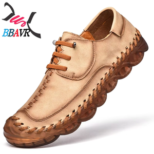 Zapatos Casuales de Hombre de Talla Grande, Zapatos de Cuero Cosidos a Mano, Estilo Retro, para Exteriores - Product Image 4