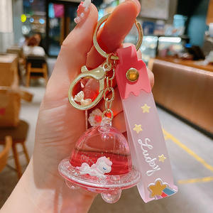 LLavero de animal acrílico aceitado de dibujos animados, platillo volador creativo, botella de arena movediza, llavero, bolsa, colgante, máquina de garra, llavero de regalo - Product Image 6