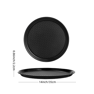 <span class=keywords><strong>Plateau</strong></span> de service rond noir de 14 pouces pour restaurant, <span class=keywords><strong>plateau</strong></span> de serveur de <span class=keywords><strong>repas</strong></span> en plastique <span class=keywords><strong>antidérapant</strong></span> de 35cm avec bords surélevés pour la maison - Product Image 6