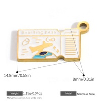 Nuevo Estilo Colgante de Viaje con Diseño de Boleto de Avión y Tarjeta de Embarque, Chapado en Oro de 18K, de Acero Inoxidable con Esmalte de Color, para Fabricación de Joyas DIY