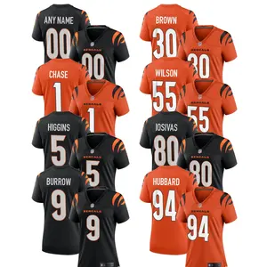 Maglie 2024 da donna cininnati per la squadra di Bengals magliette da calcio americane cucite per la casa all'ingrosso divisa ricamata