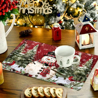 Ensemble de Napperons de Noël Transfrontaliers – Décoration Père Noël en Lin Anti-taches et Isolant Thermique à Motif Écossais