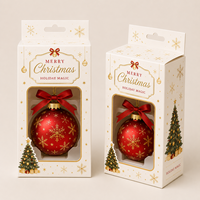 Boîte en carton blanc imprimé SBB 350 g/m² avec fenêtre transparente pour emballage de boules de Noël, structure découpée sur mesure