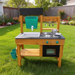 Ensemble de cuisine et de jeu en bois durable pour l'extérieur avec accessoires pour enfants de 3 ans et plus - pour jeux de cuisine dans la boue - Product Image 4