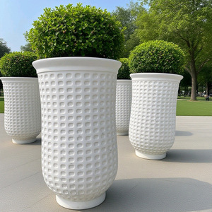 <span class=keywords><strong>Vaso</strong></span> per Fiori in Fibra di Vetro a Righe Ecologico, Vasi FRP per Interni ed Esterni, Grande <span class=keywords><strong>Vaso</strong></span> Decorativo Bianco Moderno per Giardino - Product Image 6