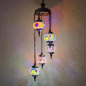 Lampada turca <span class=keywords><strong>lampadario</strong></span> scala 5 globo paralume fatto a mano <span class=keywords><strong>con</strong></span> mosaico di vetro colorato luce pendente - Product Image 6