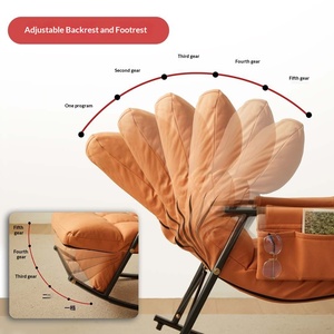 Poltrona a dondolo per adulti, reclinabile di lusso leggero, per balcone, stile nordico, pieghevole con struttura in metallo, divano relax di tendenza - Product Image 2
