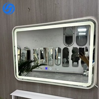Miroir LED en plastique Art Déco 5 mm, taille personnalisée, montage mural, commande tactile, lumière réglable pour salle de bain/chambre à coucher