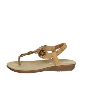 Amarpies Sandalias planas para mujer AKO28552 Zapatos cómodos con correa en T y cuentas negras - Product Image 1
