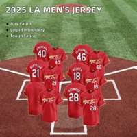 Jersey Baseball Pria Los Angeles Road Alternate 2025, Seragam Abu-abu Custom, Bernapas, Nama Tim Dicetak, Logo Bordir