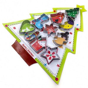 6Pcs 10Pcs Winter Christmas <b>Cookie</b> Cutter Set, Stainless Steel with Gingerbread Men Christmas Tree Snowflake - Product Image 1