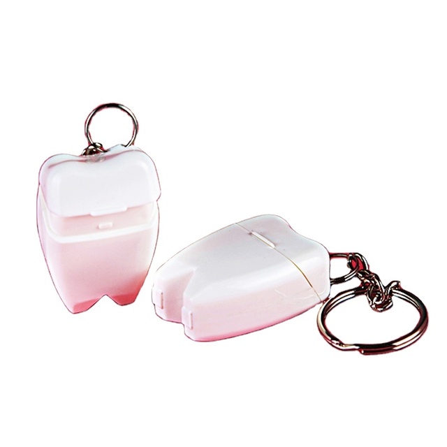 With Key Chain Small Tooth Shape Pocket Abrasive Dental Floss
