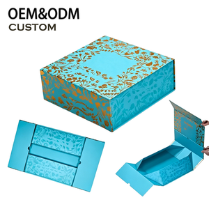 Boîte cadeau rigide de luxe personnalisée avec rabat, en feuille d'or épaisse vert sarcelle, magnétique, portable, avec doublure en éponge, pour safran et parfum, fabrication usine - Product Image 1