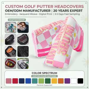 Housse de tête de putter de golf en cuir PU de qualité supérieure, broderie personnalisée, fournisseur en gros d'usine OEM - Product Image 1