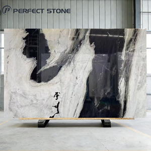 Marmo Bianco Panda Naturale di Lusso Eco-compatibile PerfectStone con Venature Esotiche Bianche e Nere per Progetti di Ville e Hotel - Product Image 1