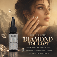 Vernis à ongles brillant effet diamant en gros, couche de finition sans résidu, gel UV LED transparent cristallin, usine OEM ODM
